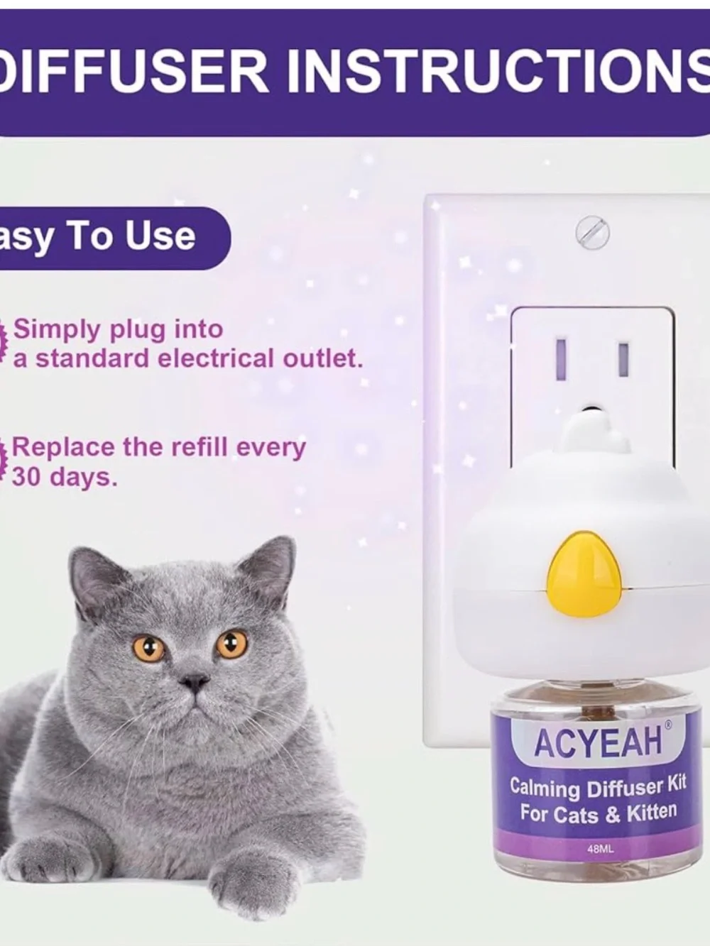ACYEAH Calming Diffuser Kit for Cats designed to reduce anxiety-related